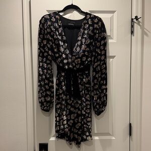 Retrofete Black, Silver + Gold Long Sleeve Dress